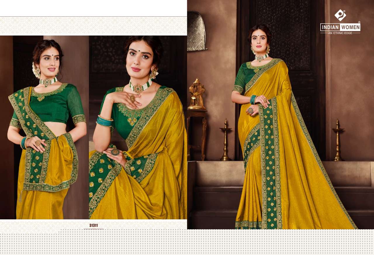 ORANGE VOL-15 BY INDIAN WOMEN 31302 TO 31313 SERIES INDIAN TRADITIONAL WEAR COLLECTION BEAUTIFUL STYLISH FANCY COLORFUL PARTY WEAR & OCCASIONAL WEAR TWO TONE SILK EMBROIDERED SAREES AT WHOLESALE PRICE