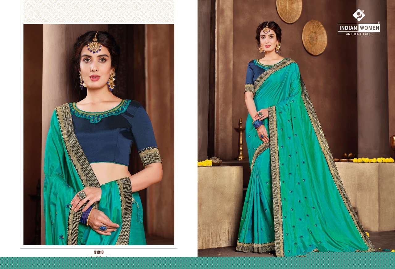 ORANGE VOL-15 BY INDIAN WOMEN 31302 TO 31313 SERIES INDIAN TRADITIONAL WEAR COLLECTION BEAUTIFUL STYLISH FANCY COLORFUL PARTY WEAR & OCCASIONAL WEAR TWO TONE SILK EMBROIDERED SAREES AT WHOLESALE PRICE