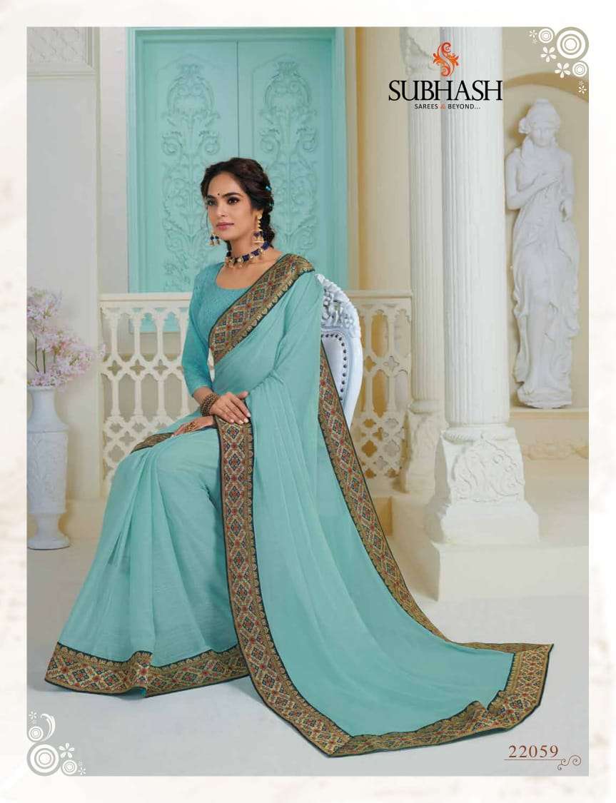 MANJARI BY SUBHASH SAREES 22051 TO 22062 SERIES INDIAN TRADITIONAL WEAR COLLECTION BEAUTIFUL STYLISH FANCY COLORFUL PARTY WEAR & OCCASIONAL WEAR FANCY SAREES AT WHOLESALE PRICE