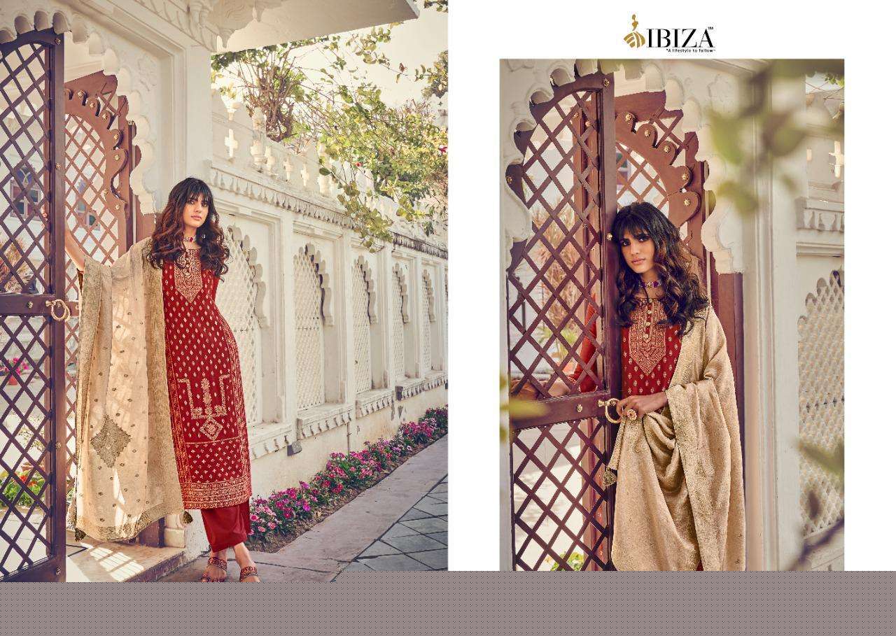 IBIZA SILK BY SANSKRUTI SILK MILLS 879 TO 886 SERIES BEAUTIFUL SUITS COLORFUL STYLISH FANCY CASUAL WEAR & ETHNIC WEAR PURE WOVEN RUSSIAN SILK JACQUARD EMBROIDERED DRESSES AT WHOLESALE PRICE