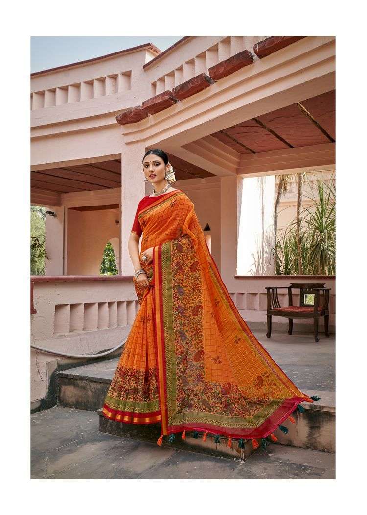 GLOBLE VOL-2 BY TRIVENI 11791 TO 11798 SERIES INDIAN TRADITIONAL WEAR COLLECTION BEAUTIFUL STYLISH FANCY COLORFUL PARTY WEAR & OCCASIONAL WEAR COTTON LINEN PRINT SAREES AT WHOLESALE PRICE