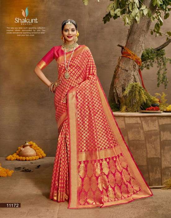 PARIDHI BY SHAKUNT 11171 TO 11176 SERIES INDIAN TRADITIONAL WEAR COLLECTION BEAUTIFUL STYLISH FANCY COLORFUL PARTY WEAR & OCCASIONAL WEAR SILK SAREES AT WHOLESALE PRICE