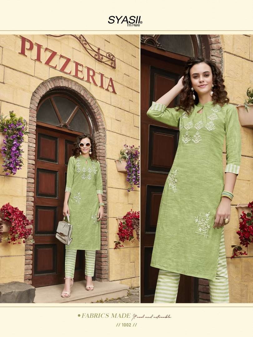 THREAD BY SYASII 1001 TO 1006 SERIES DESIGNER STYLISH FANCY COLORFUL BEAUTIFUL PARTY WEAR & ETHNIC WEAR COLLECTION PURE KHADI COTTON EMBROIDERY KURTIS WITH BOTTOM AT WHOLESALE PRICE