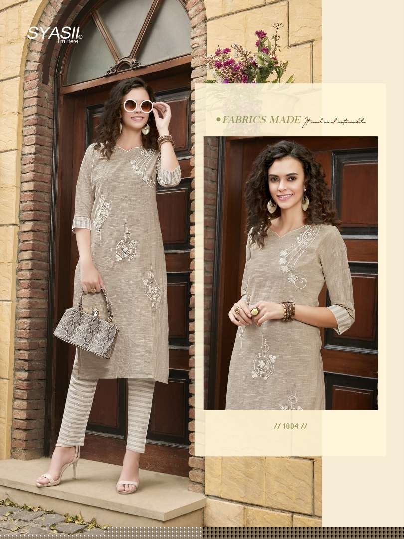 THREAD BY SYASII 1001 TO 1006 SERIES DESIGNER STYLISH FANCY COLORFUL BEAUTIFUL PARTY WEAR & ETHNIC WEAR COLLECTION PURE KHADI COTTON EMBROIDERY KURTIS WITH BOTTOM AT WHOLESALE PRICE
