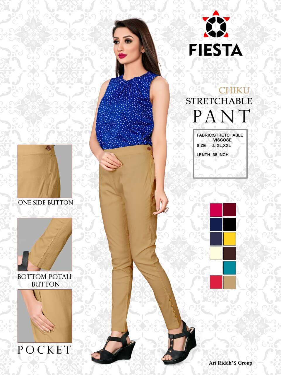 PANT BY FIESTA 01 TO 10 SERIES DESIGNER STYLISH FANCY COLORFUL BEAUTIFUL PARTY WEAR & ETHNIC WEAR COLLECTION VISCOSE PANTS AT WHOLESALE PRICE