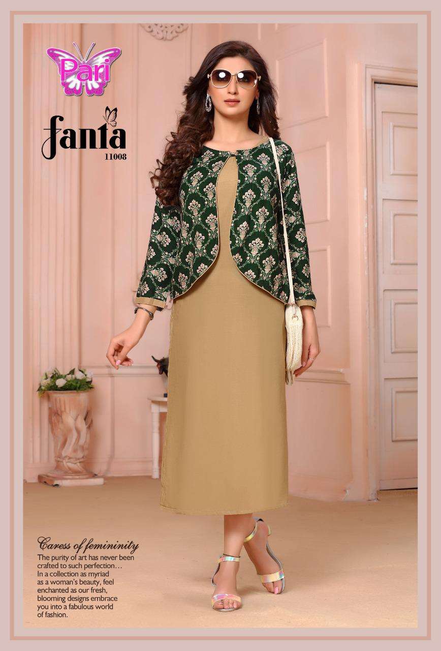 FANTA VOL-11 BY PARI 11001 TO 11008 SERIES DESIGNER STYLISH FANCY COLORFUL BEAUTIFUL PARTY WEAR & ETHNIC WEAR COLLECTION RAYON KURTIS WITH KOTI AT WHOLESALE PRICE