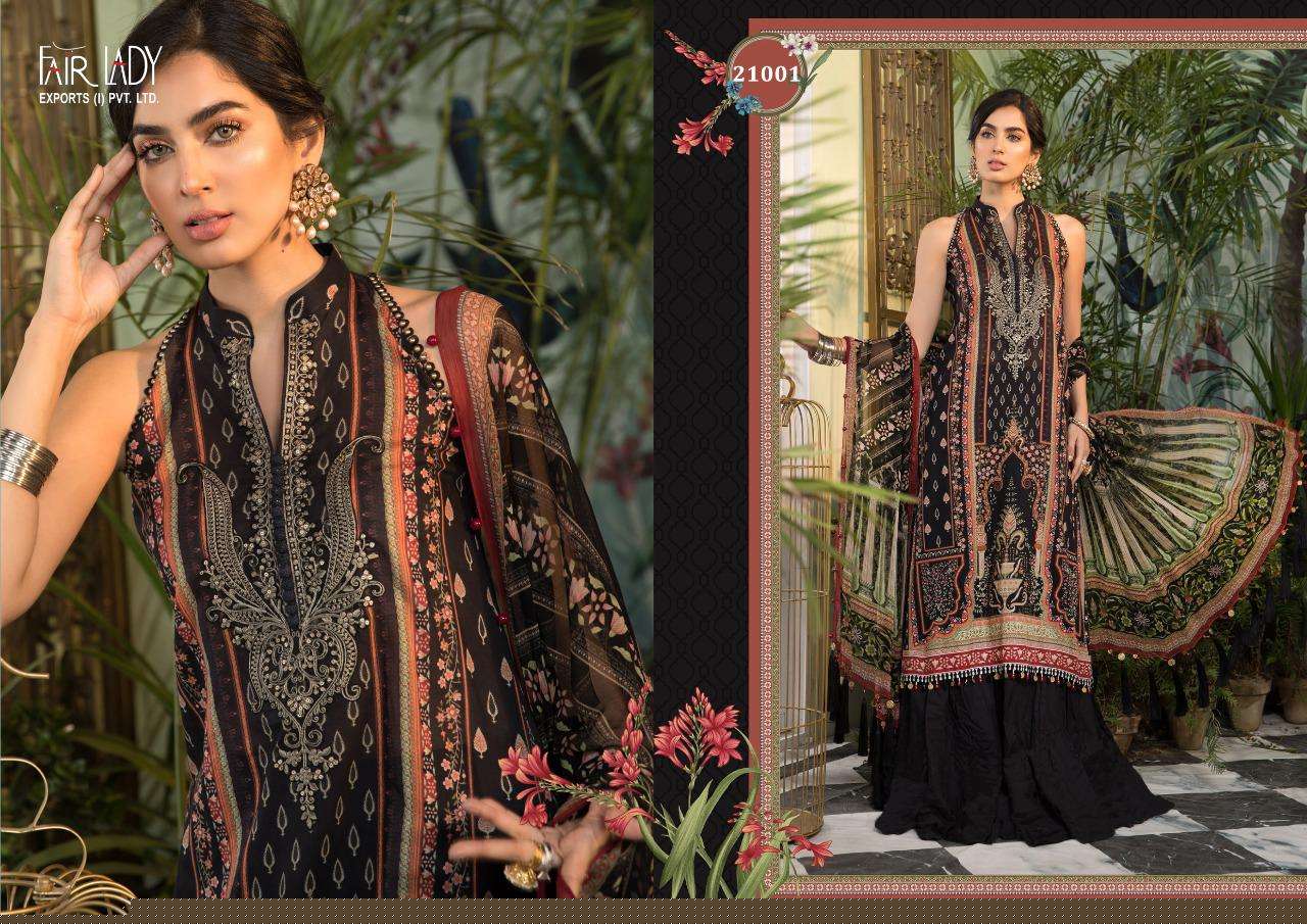 MARIA.B. 21001 SERIES BY FAIR LADY 21001 TO 21006 SERIES DESIGNER FESTIVE PAKISTANI SUITS COLLECTION BEAUTIFUL STYLISH FANCY COLORFUL PARTY WEAR & OCCASIONAL WEAR LAWN COTTON DIGITAL PRINT WITH EMBROIDERED DRESSES AT WHOLESALE PRICE