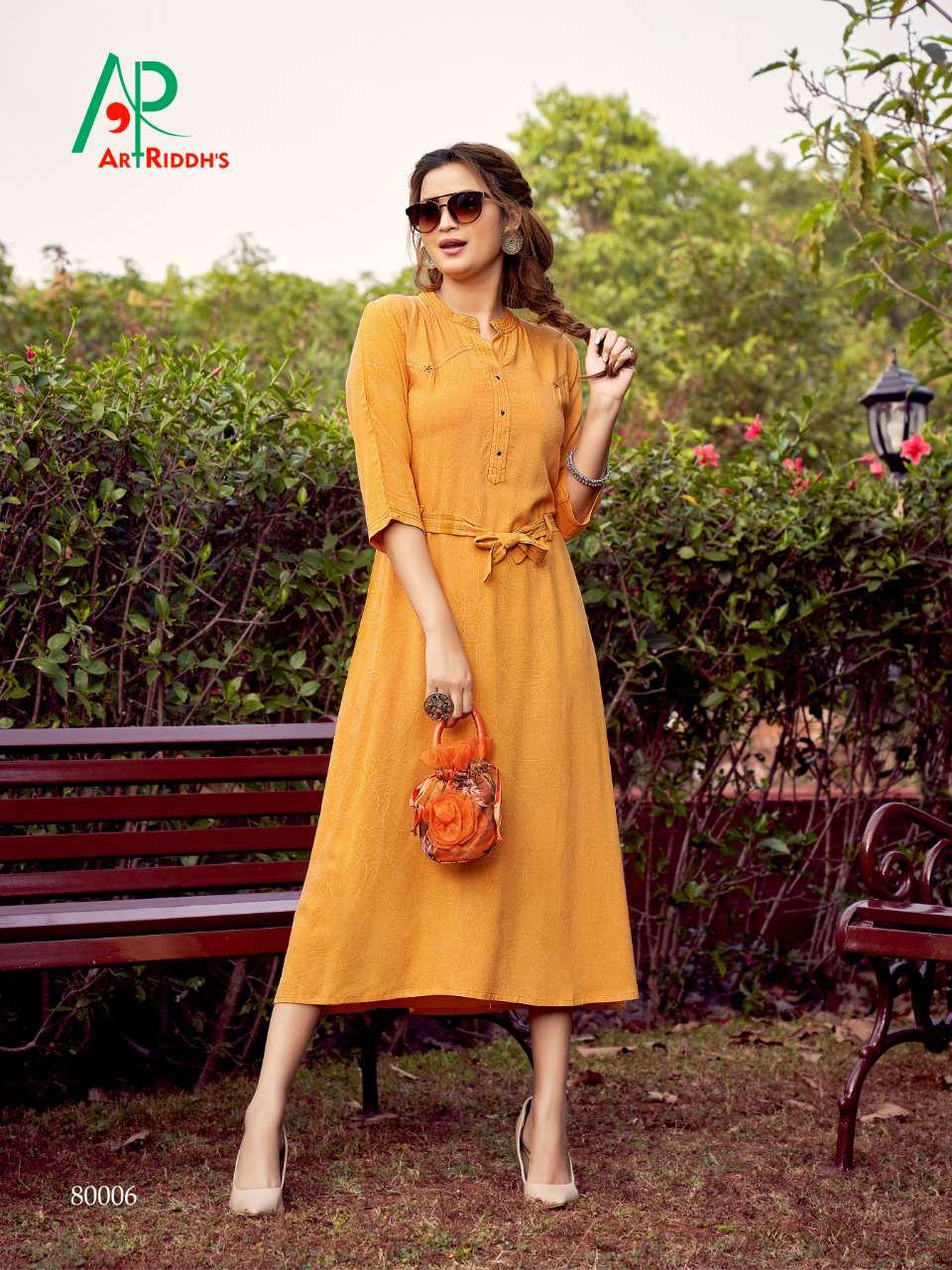 CHAITANYA BY ART RIDDHS 80001 TO 80006 SERIES BEAUTIFUL STYLISH FANCY COLORFUL CASUAL WEAR & ETHNIC WEAR RAYON CRUSH GOWNS AT WHOLESALE PRICE