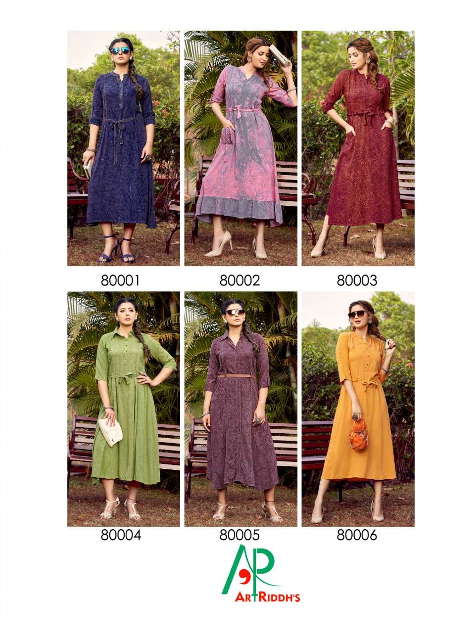 CHAITANYA BY ART RIDDHS 80001 TO 80006 SERIES BEAUTIFUL STYLISH FANCY COLORFUL CASUAL WEAR & ETHNIC WEAR RAYON CRUSH GOWNS AT WHOLESALE PRICE