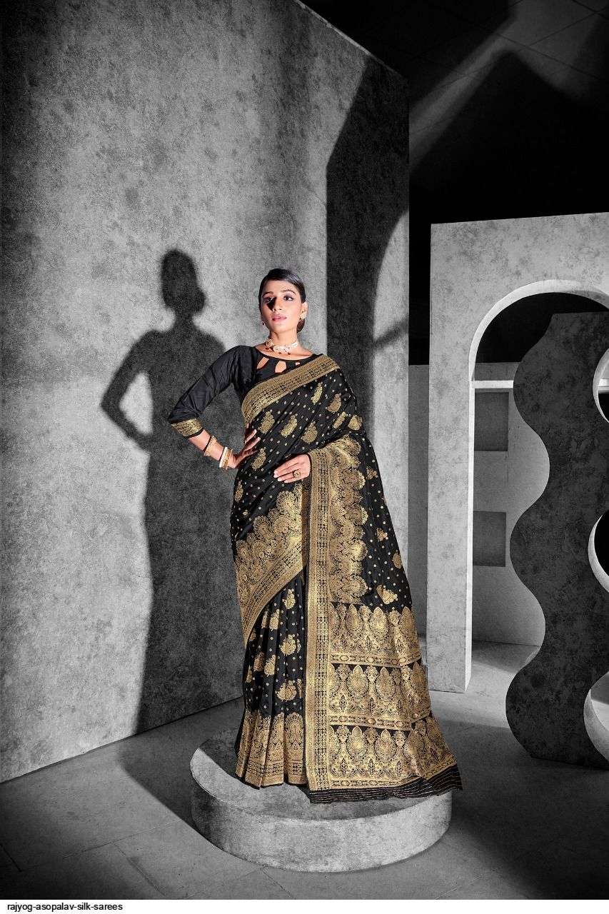 ASOPALAV SILK BY RAJYOG 1001 TO 1010 SERIES INDIAN TRADITIONAL WEAR COLLECTION BEAUTIFUL STYLISH FANCY COLORFUL PARTY WEAR & OCCASIONAL WEAR SOFT SILK SAREES AT WHOLESALE PRICE