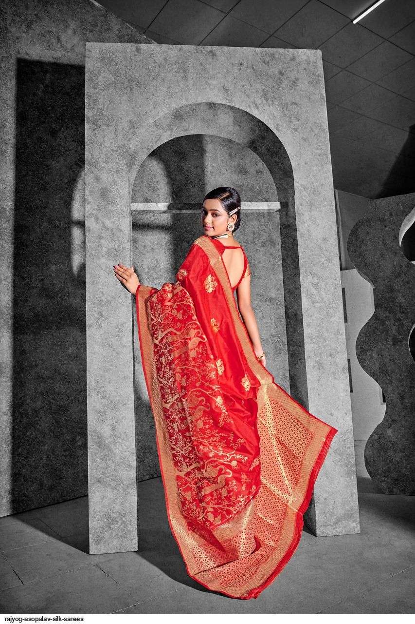 ASOPALAV SILK BY RAJYOG 1001 TO 1010 SERIES INDIAN TRADITIONAL WEAR COLLECTION BEAUTIFUL STYLISH FANCY COLORFUL PARTY WEAR & OCCASIONAL WEAR SOFT SILK SAREES AT WHOLESALE PRICE