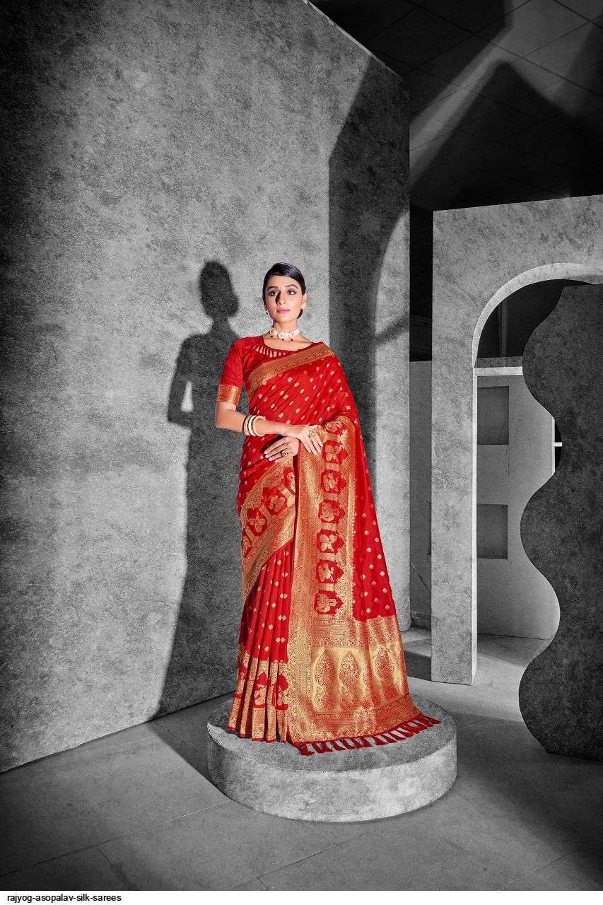 ASOPALAV SILK BY RAJYOG 1001 TO 1010 SERIES INDIAN TRADITIONAL WEAR COLLECTION BEAUTIFUL STYLISH FANCY COLORFUL PARTY WEAR & OCCASIONAL WEAR SOFT SILK SAREES AT WHOLESALE PRICE