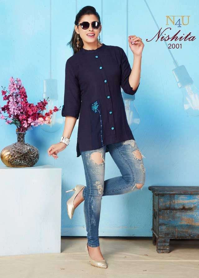 NISHITA BY N4U 2001 TO 2006 SERIES DESIGNER STYLISH FANCY COLORFUL BEAUTIFUL PARTY WEAR & ETHNIC WEAR COLLECTION RAYON EMBROIDERY TOPS AT WHOLESALE PRICE