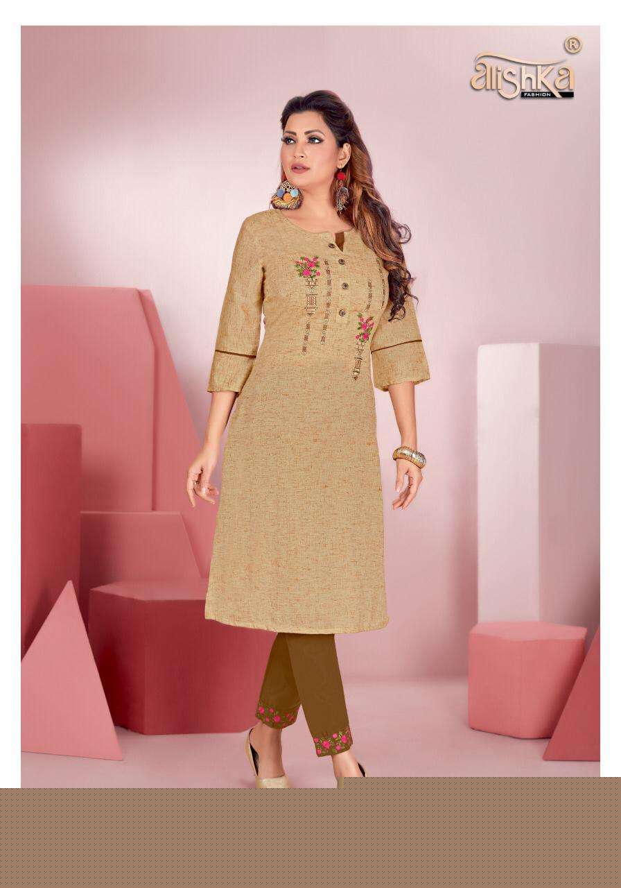 SENORITA BY ALISHKA FASHION 1001 TO 1006 SERIES DESIGNER STYLISH FANCY COLORFUL BEAUTIFUL PARTY WEAR & ETHNIC WEAR COLLECTION PURE COTTON EMBROIDERY KURTIS WITH BOTTOM AT WHOLESALE PRICE