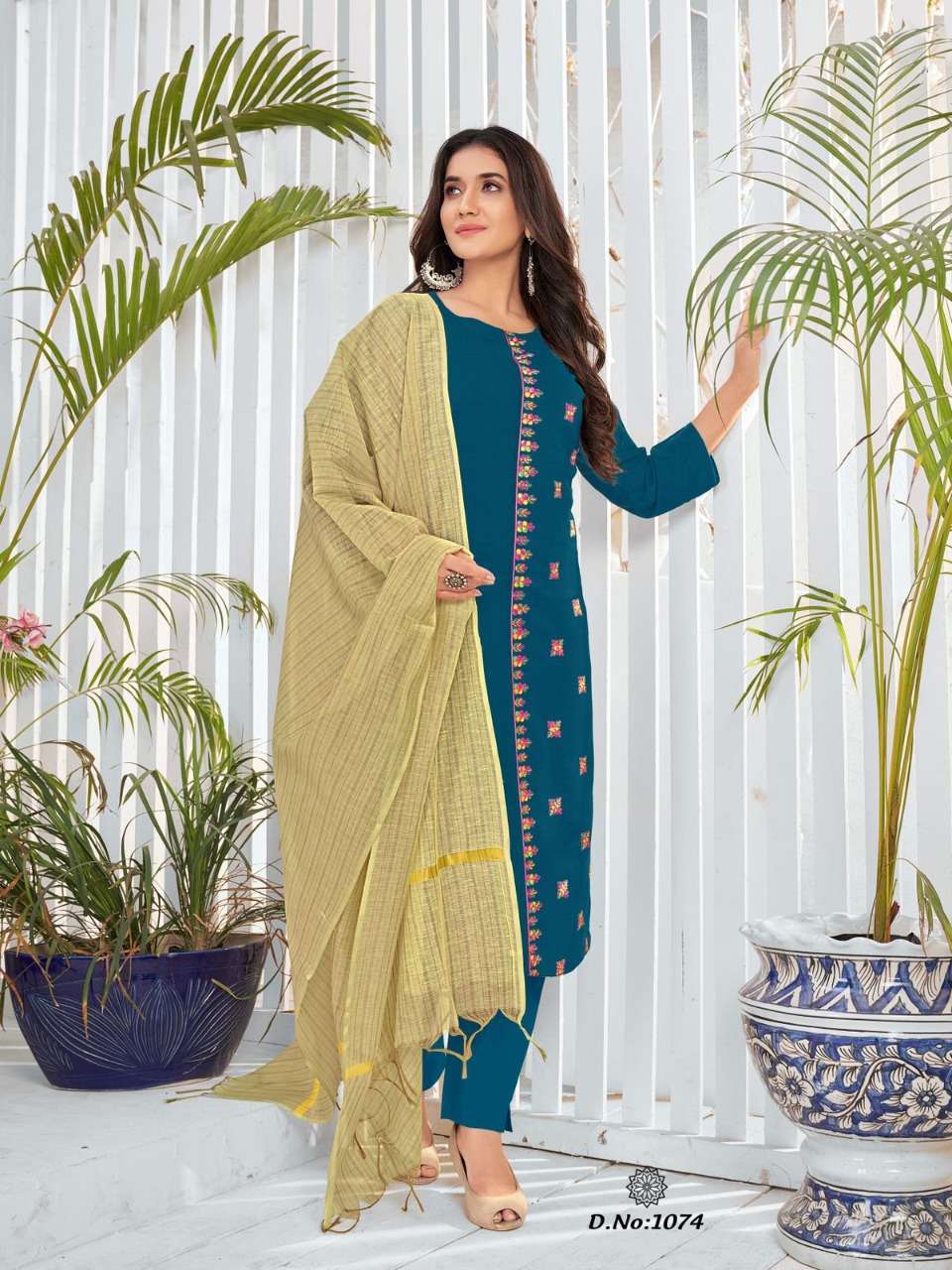 NARI VOL-12 BY RT 1072 TO 1077 SERIES DESIGNER STYLISH FANCY COLORFUL BEAUTIFUL PARTY WEAR & ETHNIC WEAR COLLECTION RAYON SLUB KURTIS WITH DUPATTA AT WHOLESALE PRICE