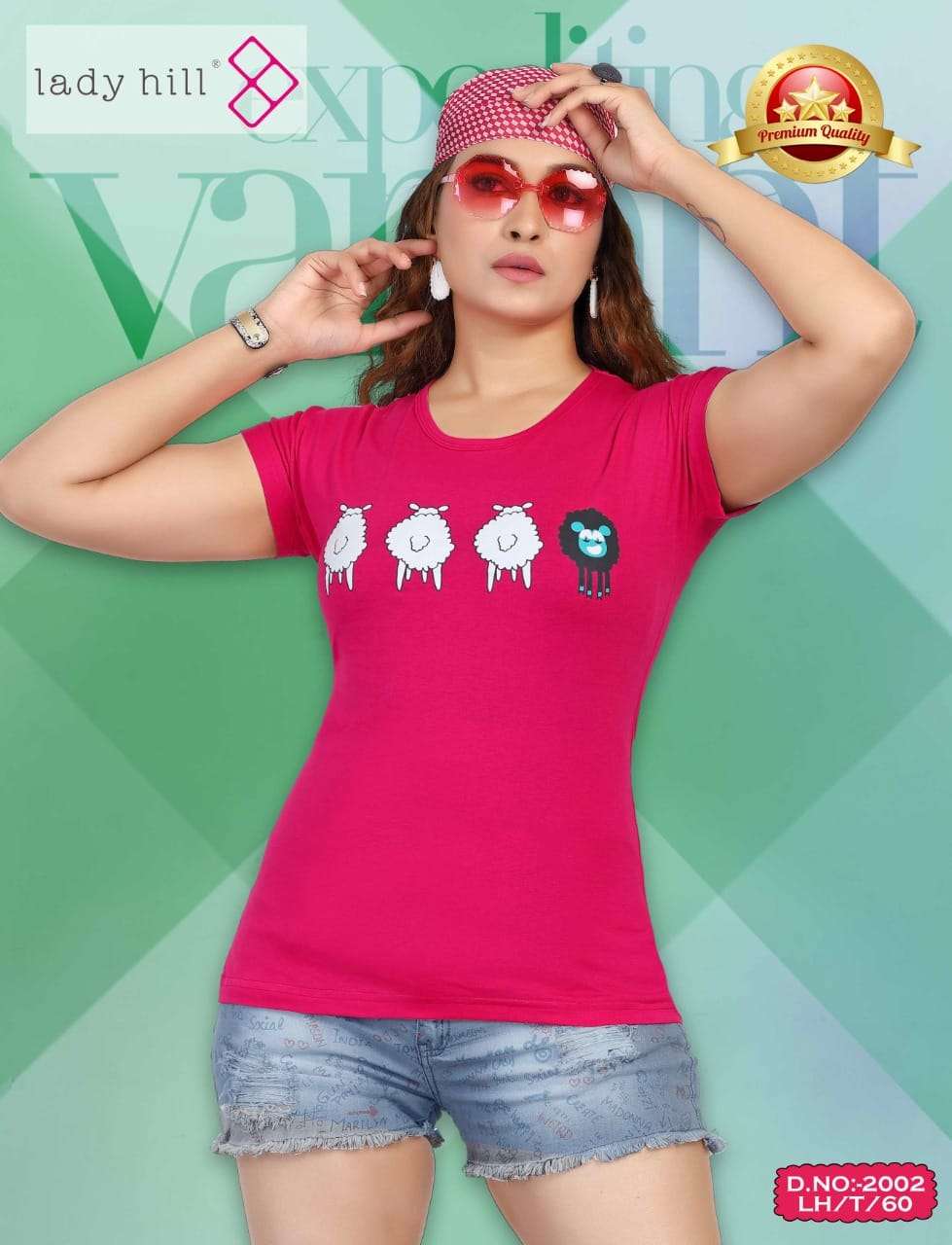 LADY HILL VOL-60 BY LADY HILL 2002-A TO 2002-H SERIES BEAUTIFUL COLORFUL STYLISH FANCY CASUAL WEAR & READY TO WEAR COTTON HOSIERY TOPS AT WHOLESALE PRICE