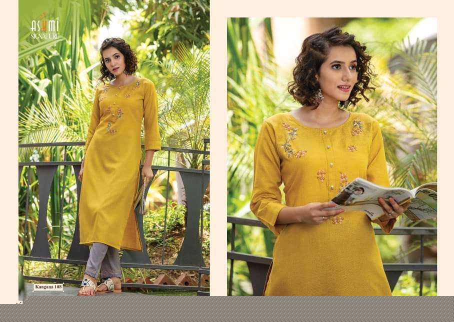 KANGANA BY ASHMI 1001 TO 1008 SERIES DESIGNER STYLISH FANCY COLORFUL BEAUTIFUL PARTY WEAR & ETHNIC WEAR COLLECTION COTTON EMBROIDERY KURTIS WITH BOTTOM AT WHOLESALE PRICE