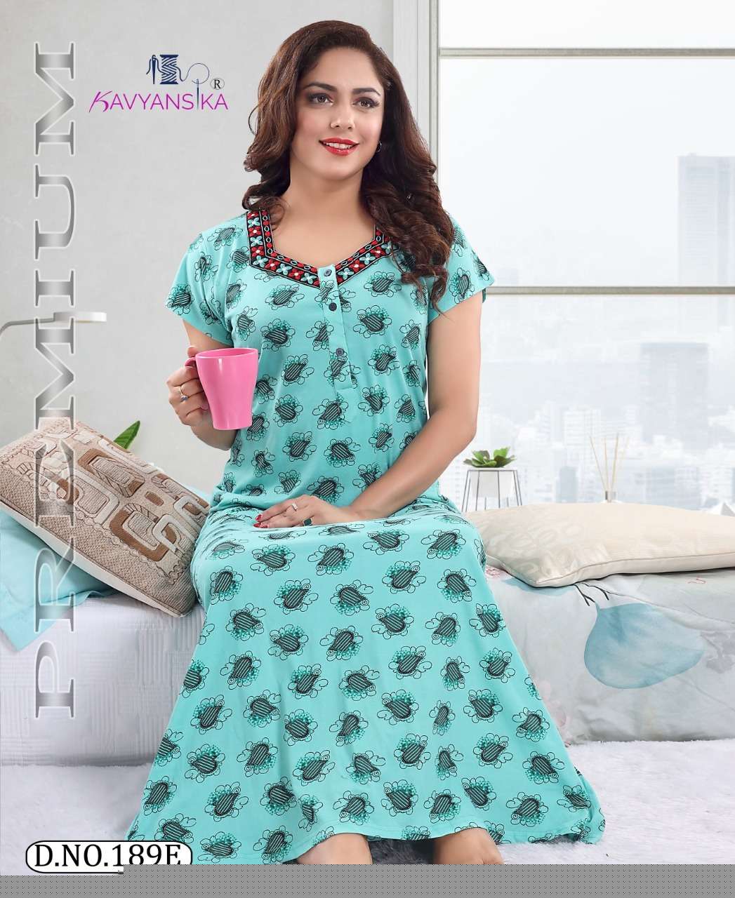 KAVYANSHIKA VOL-189 BY KAVYANSHIKA 189-A TO 189-F SERIES BEAUTIFUL STYLISH FANCY COLORFUL CASUAL WEAR & ETHNIC WEAR COTTON HOSIERY GOWNS AT WHOLESALE PRICE