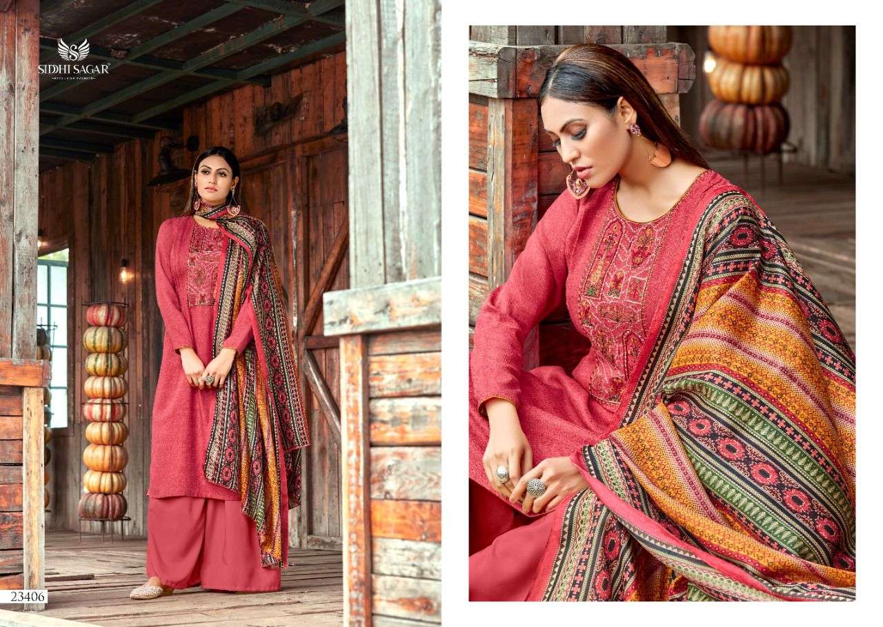 HANSIKA BY SIDDHI SAGAR 23401 TO 23408 SERIES BEAUTIFUL STYLISH SUITS FANCY COLORFUL CASUAL WEAR & ETHNIC WEAR & READY TO WEAR PURE PASHMINA PRINT WITH EMBROIDERED DRESSES AT WHOLESALE PRICE