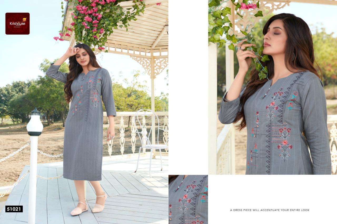 VOGUE BY KRISHRIYAA 51017 TO 51024 SERIES DESIGNER STYLISH FANCY COLORFUL BEAUTIFUL PARTY WEAR & ETHNIC WEAR COLLECTION VISCOSE EMBROIDERY KURTIS AT WHOLESALE PRICE