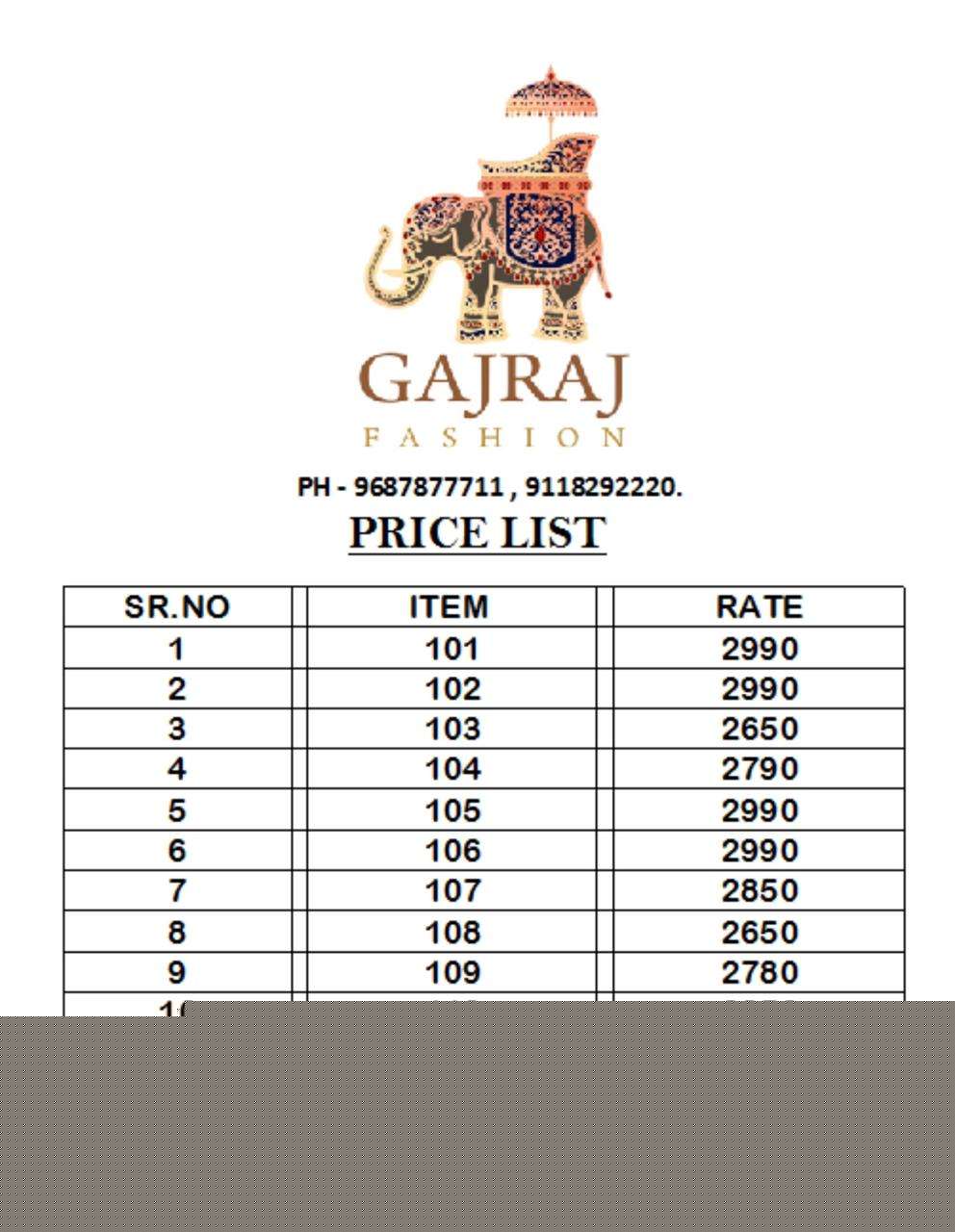 Gajraj 101 Series By Gajraj Fashion 101 To 112 Series Indian Traditional Wear Collection Beautiful Stylish Fancy Colorful Party Wear & Occasional Wear Fancy Sarees At Wholesale Price