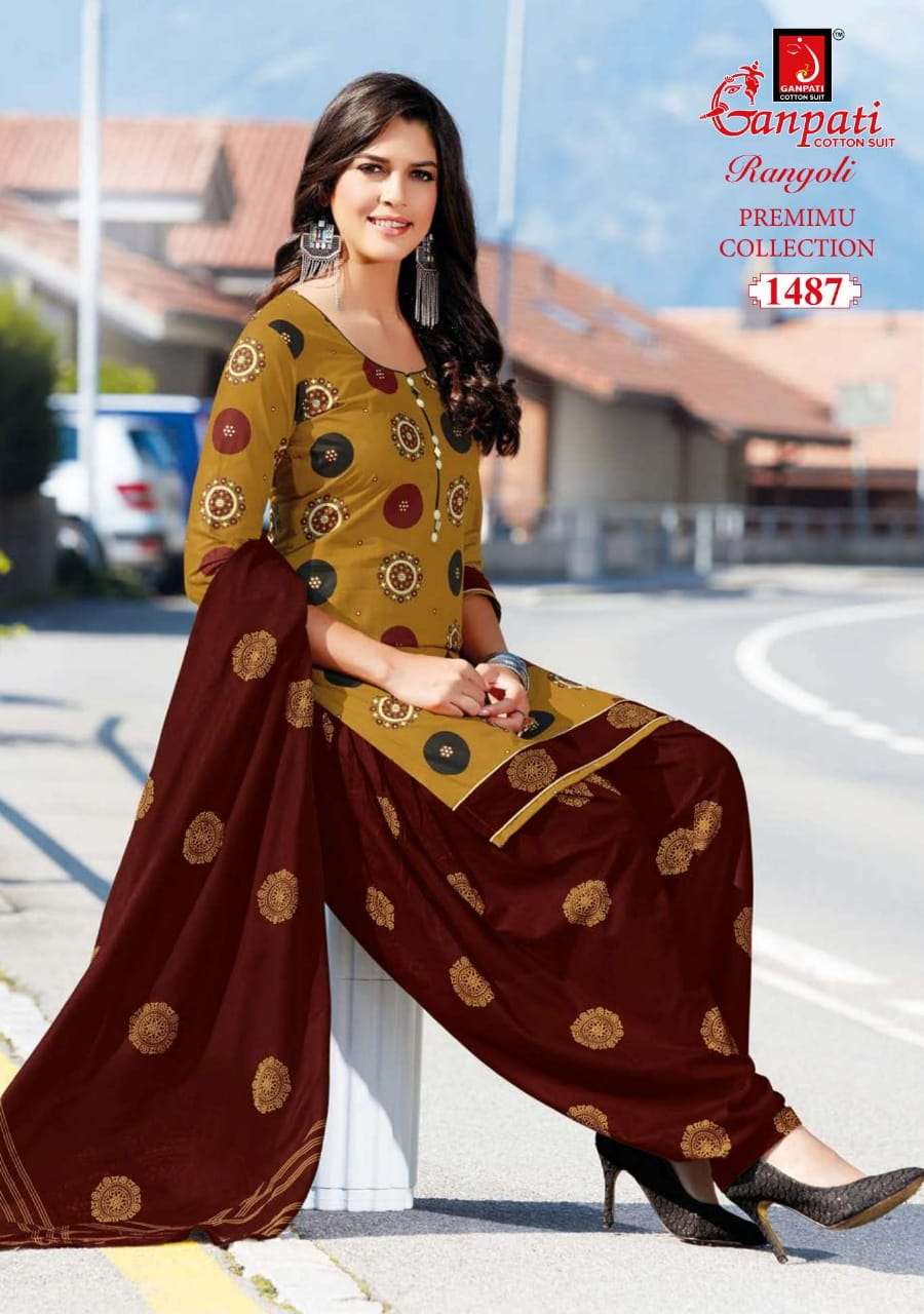 RANGOLI PREMIUM COLLECTION BY GANPATI COTTON SUIT 1481 TO 1504 SERIES BEAUTIFUL SUITS STYLISH FANCY COLORFUL CASUAL WEAR & ETHNIC WEAR COTTON DRESSES AT WHOLESALE PRICE