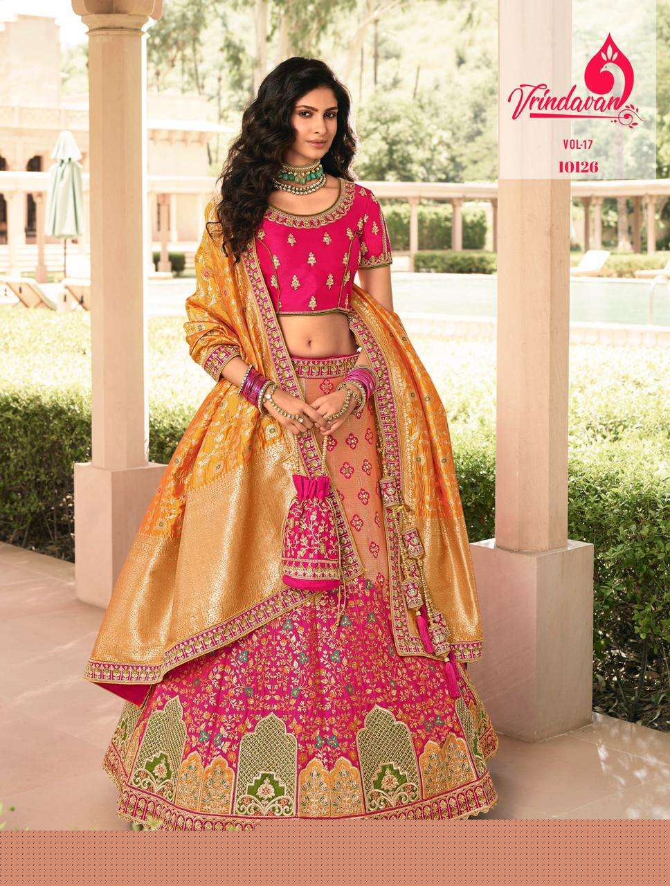 VRINDAVAN VOL-17 BY VRINDAVAN 10118 TO 10126 SERIES INDIAN TRADITIONAL WEAR COLLECTION BEAUTIFUL STYLISH FANCY COLORFUL PARTY WEAR & OCCASIONAL WEAR FANCY SAREES AT WHOLESALE PRICE