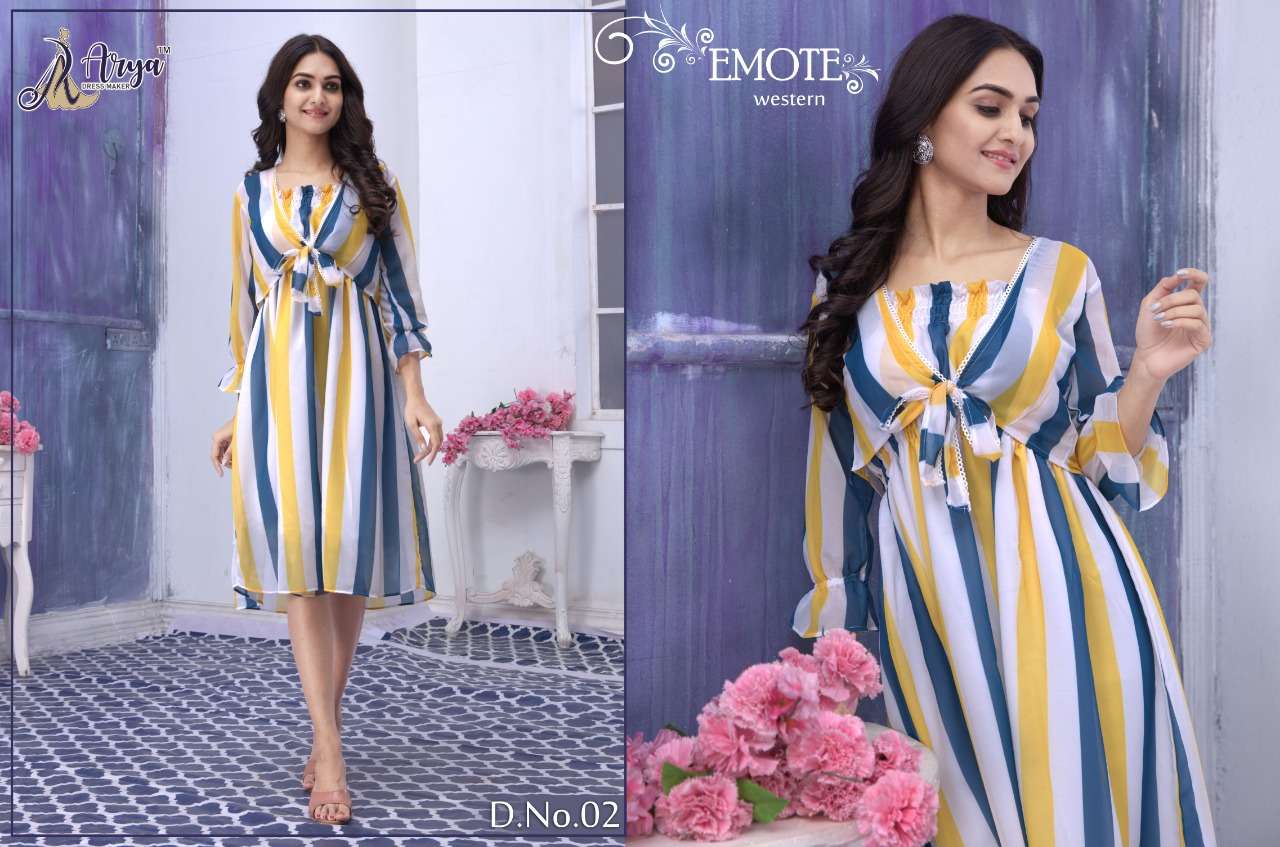 EMOTE BY ARYA DRESS MAKER 01 TO 06 SERIES DESIGNER STYLISH FANCY COLORFUL BEAUTIFUL PARTY WEAR & ETHNIC WEAR COLLECTION GEORGETTE PRINT KURTIS AT WHOLESALE PRICE