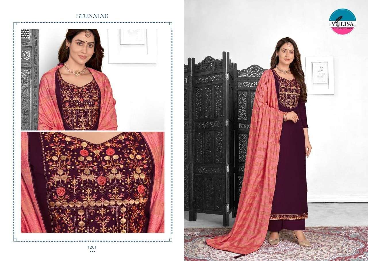 FALAK BY VELISA 1201 TO 1204 SERIES BEAUTIFUL SUITS COLORFUL STYLISH FANCY CASUAL WEAR & ETHNIC WEAR PARAMPARA SILK DRESSES AT WHOLESALE PRICE
