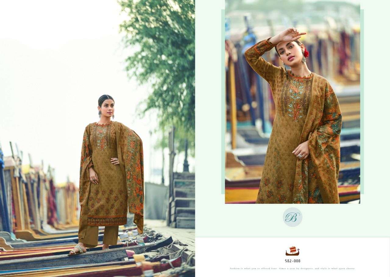 AISHA 582 SERIES BY BELLIZA 582-001 TO 582-010 SERIES BEAUTIFUL STYLISH SHARARA SUITS FANCY COLORFUL CASUAL WEAR & ETHNIC WEAR & READY TO WEAR PURE PASHMINA DIGITAL PRINT DRESSES AT WHOLESALE PRICE