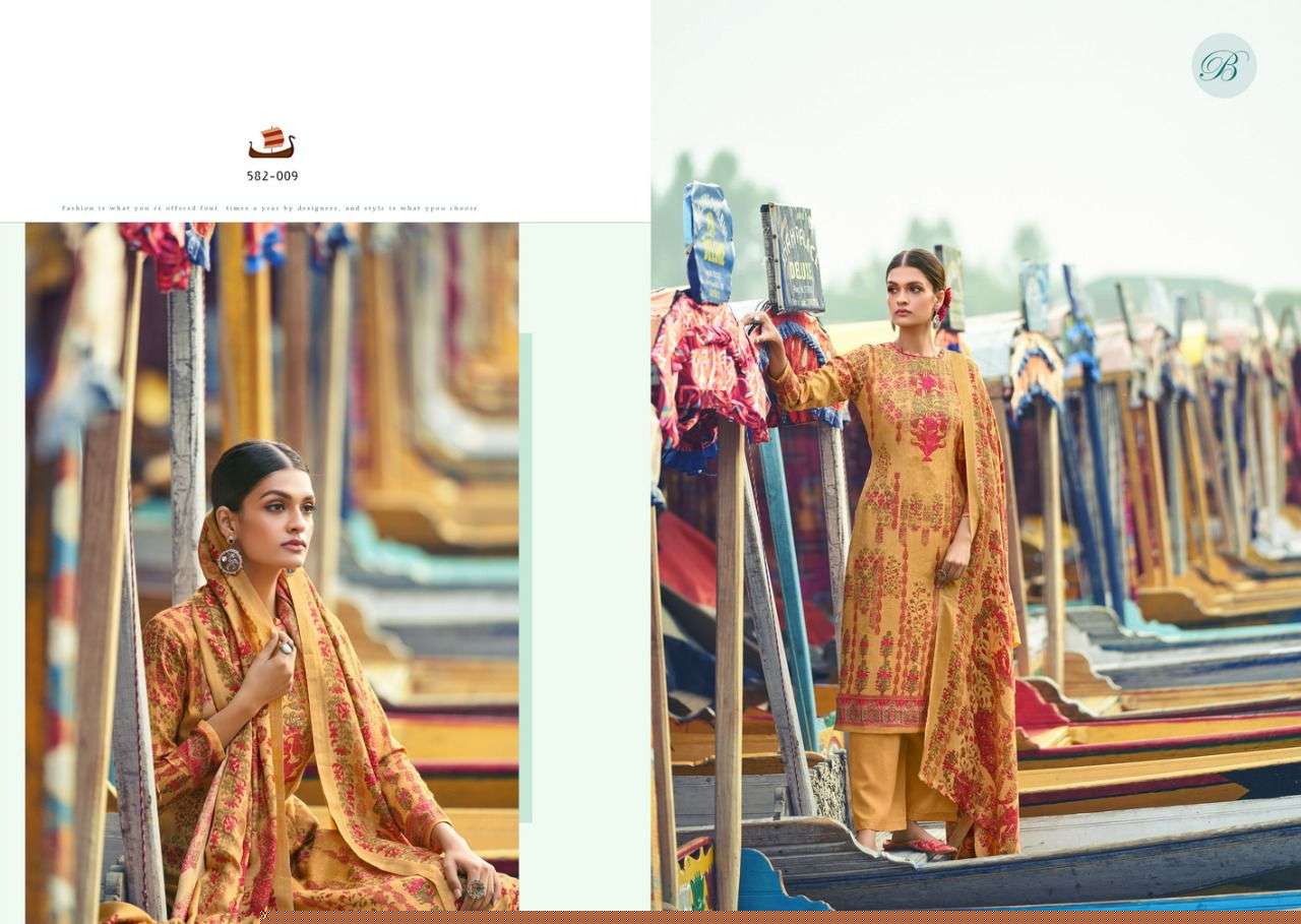 AISHA 582 SERIES BY BELLIZA 582-001 TO 582-010 SERIES BEAUTIFUL STYLISH SHARARA SUITS FANCY COLORFUL CASUAL WEAR & ETHNIC WEAR & READY TO WEAR PURE PASHMINA DIGITAL PRINT DRESSES AT WHOLESALE PRICE