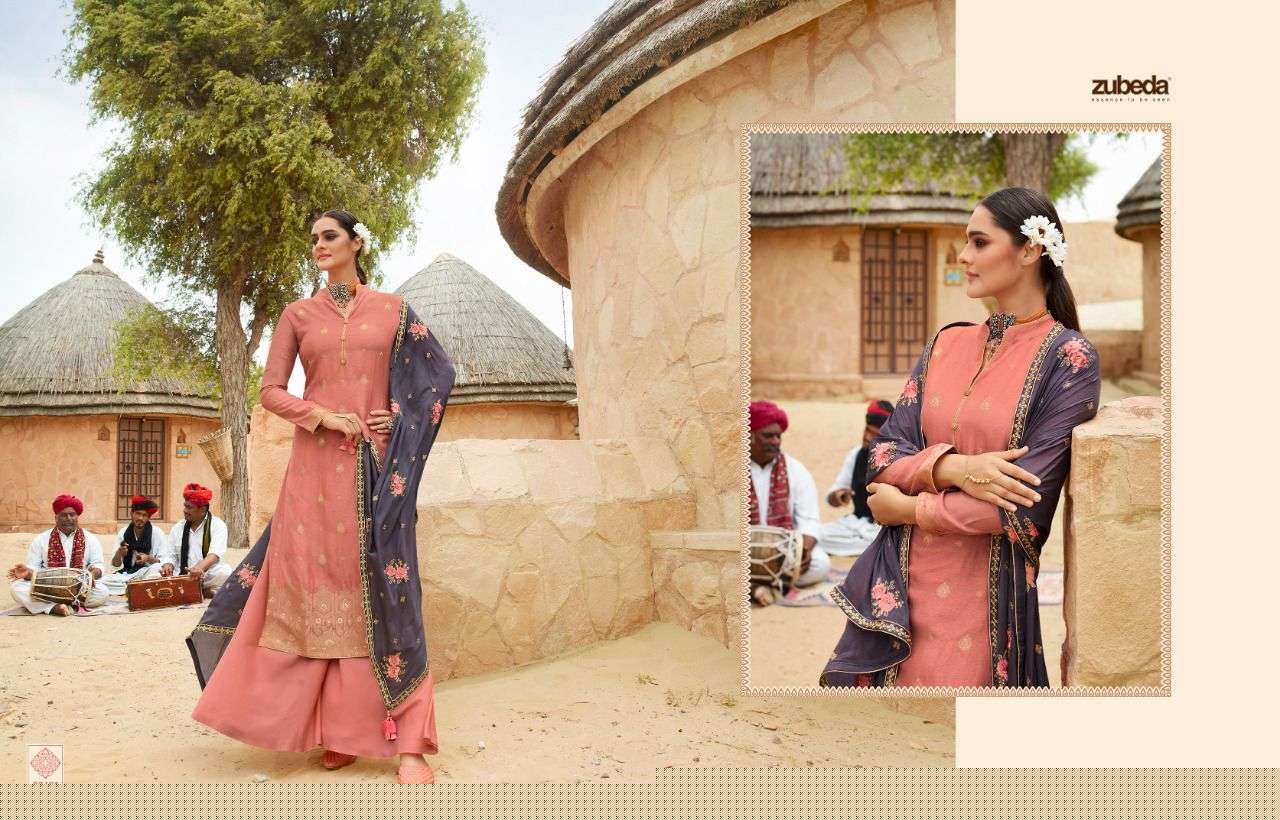 INARA BY ZUBEDA 22601 TO 22607 SERIES BEAUTIFUL STYLISH SHARARA SUITS FANCY COLORFUL CASUAL WEAR & ETHNIC WEAR & READY TO WEAR DOLA JACQUARD DRESSES AT WHOLESALE PRICE