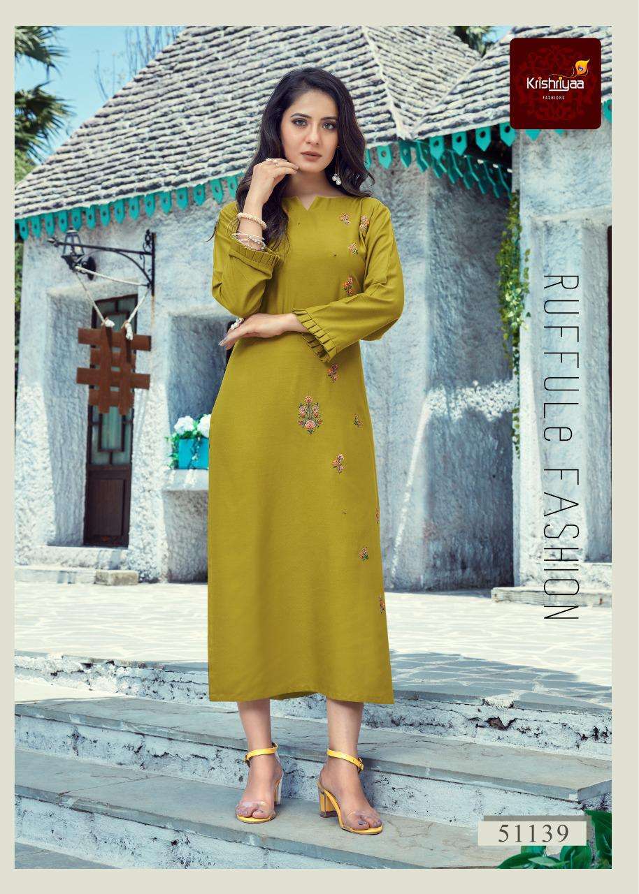BLUSH BY KRISHRIYAA 51133 TO 51140 SERIES DESIGNER STYLISH FANCY COLORFUL BEAUTIFUL PARTY WEAR & ETHNIC WEAR COLLECTION VISCOSE RAYON KURTIS AT WHOLESALE PRICE