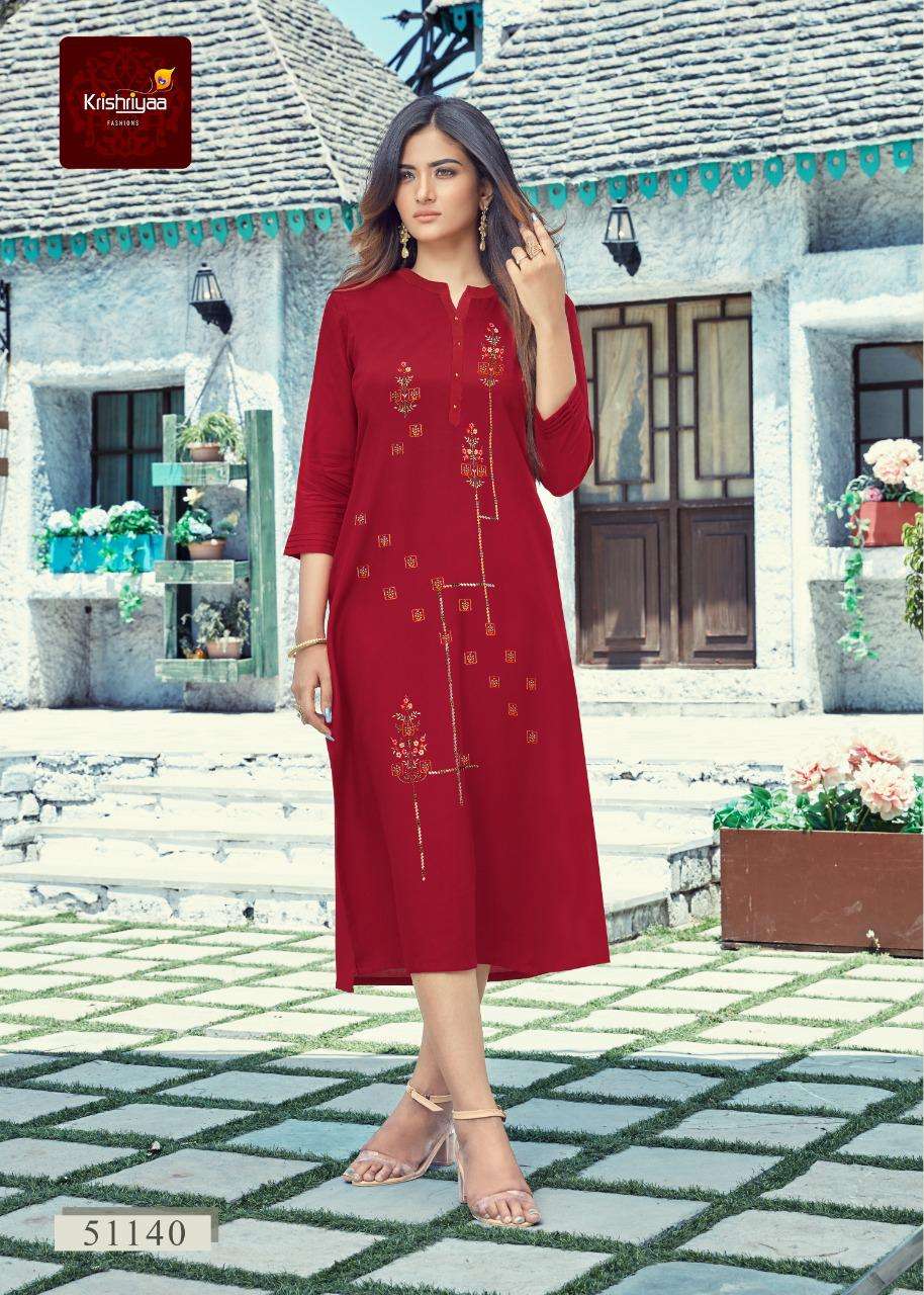 BLUSH BY KRISHRIYAA 51133 TO 51140 SERIES DESIGNER STYLISH FANCY COLORFUL BEAUTIFUL PARTY WEAR & ETHNIC WEAR COLLECTION VISCOSE RAYON KURTIS AT WHOLESALE PRICE