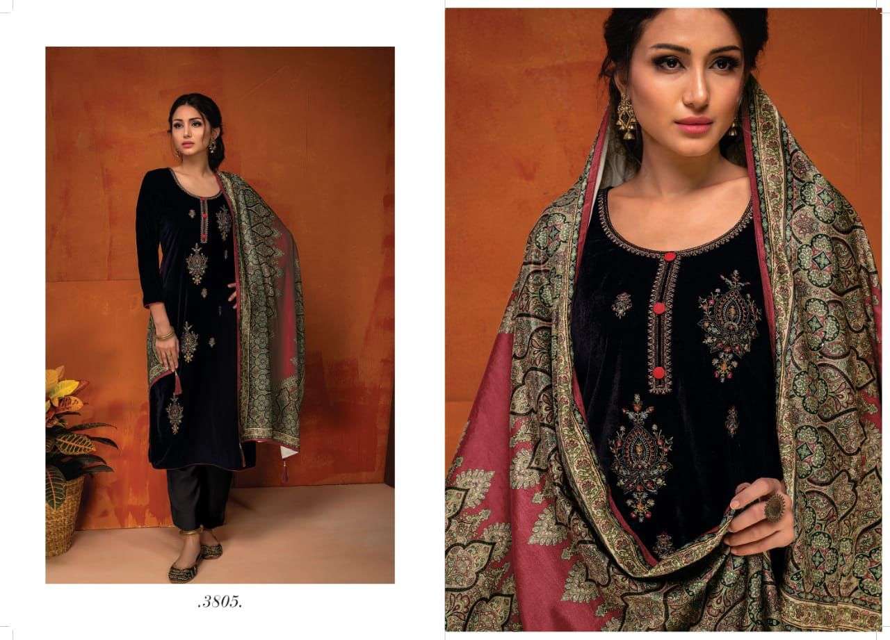 PRISHA BY RIVAA 3801 TO 3807 SERIES BEAUTIFUL SUITS COLORFUL STYLISH FANCY CASUAL WEAR & ETHNIC WEAR HEAVY VELVET EMBROIDERED DRESSES AT WHOLESALE PRICE