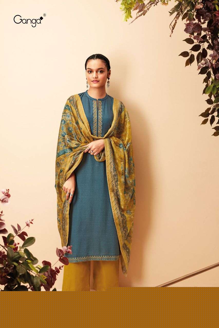 TANSY 606 BY GANGA FASHION S606-A TO S606-D SERIES BEAUTIFUL STYLISH SUITS FANCY COLORFUL CASUAL WEAR & ETHNIC WEAR & READY TO WEAR PASHMINA PRINTED DRESSES AT WHOLESALE PRICE