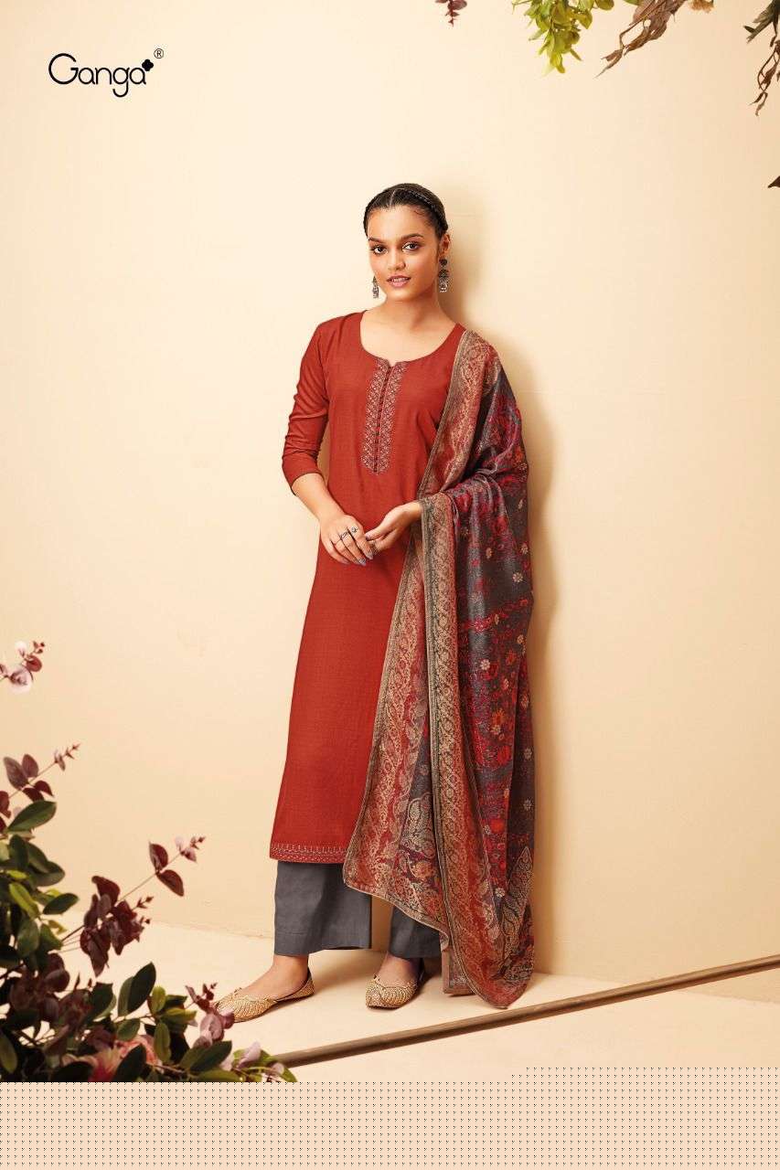 TANSY 606 BY GANGA FASHION S606-A TO S606-D SERIES BEAUTIFUL STYLISH SUITS FANCY COLORFUL CASUAL WEAR & ETHNIC WEAR & READY TO WEAR PASHMINA PRINTED DRESSES AT WHOLESALE PRICE
