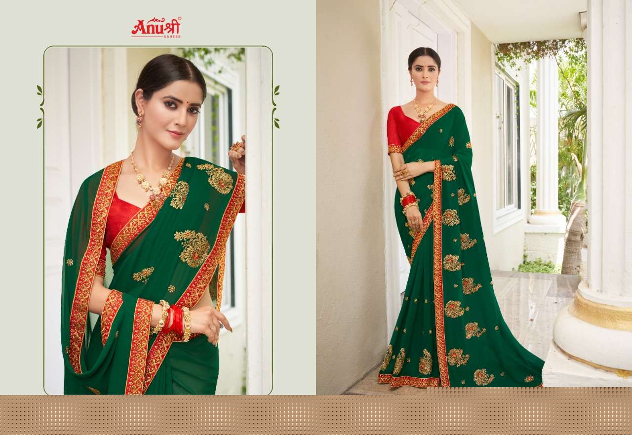 INDUKALA BY ANUSHREE 36482-A TO 36482-H SERIES INDIAN TRADITIONAL WEAR COLLECTION BEAUTIFUL STYLISH FANCY COLORFUL PARTY WEAR & OCCASIONAL WEAR GEORGETTE SAREES AT WHOLESALE PRICE