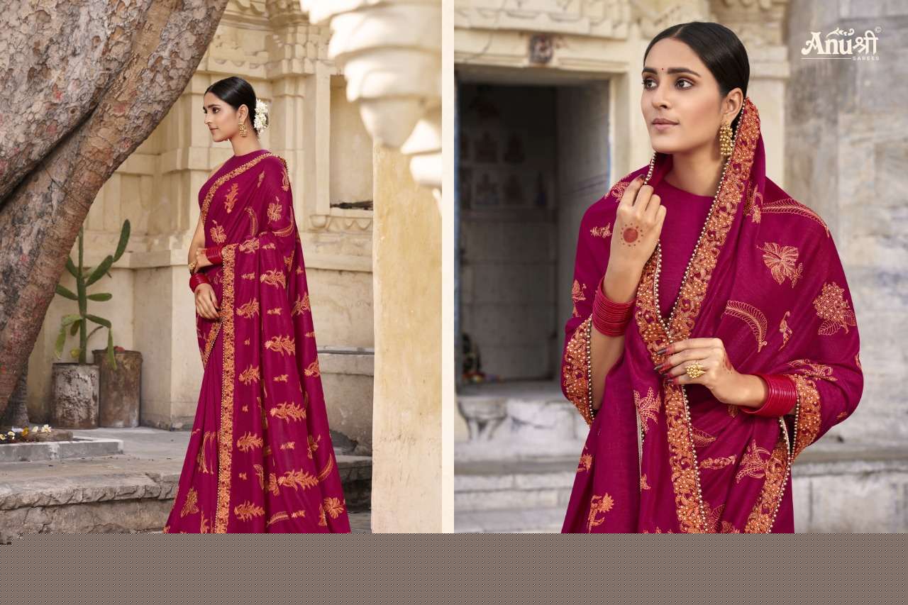 INDRASENA BY ANUSHREE 36467-A TO 36467-F SERIES INDIAN TRADITIONAL WEAR COLLECTION BEAUTIFUL STYLISH FANCY COLORFUL PARTY WEAR & OCCASIONAL WEAR VICHITRA SILK SAREES AT WHOLESALE PRICE