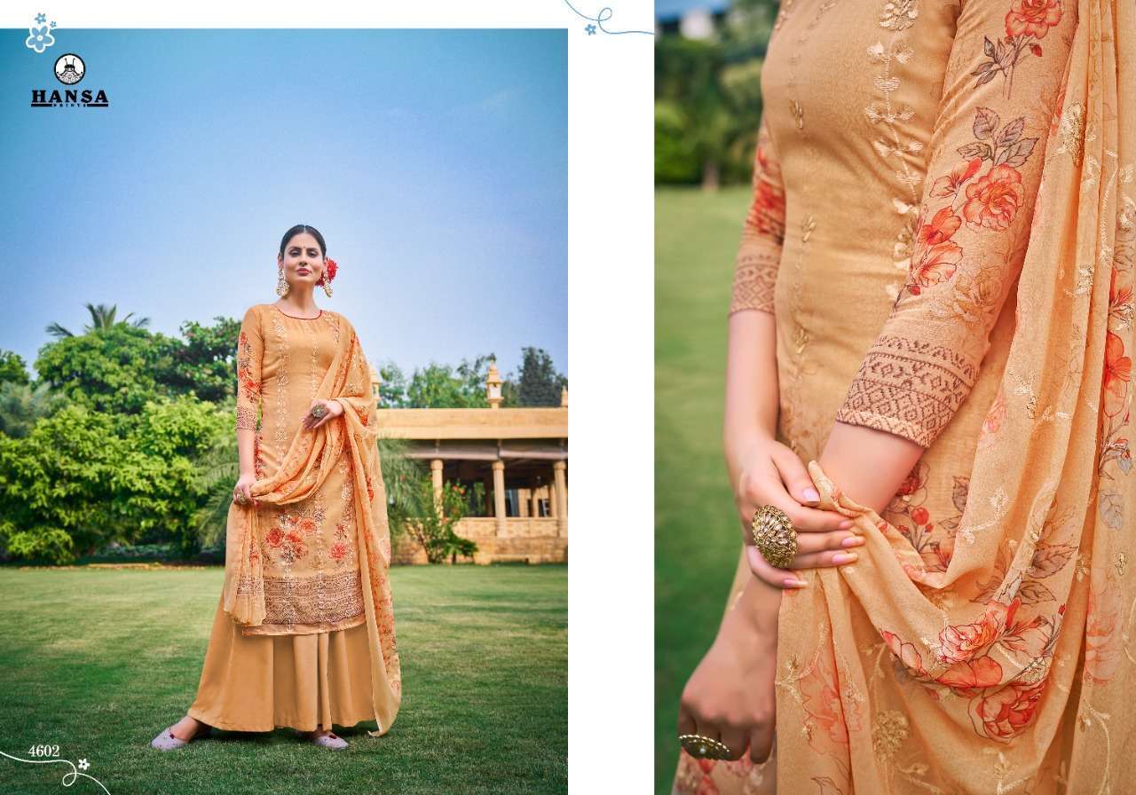 BAAVRI BY HANSA PRINTS 4601 TO 4608 SERIES BEAUTIFUL STYLISH SUITS FANCY COLORFUL CASUAL WEAR & ETHNIC WEAR & READY TO WEAR GEORGETTE DIGITAL PRINT WITH ARI WORK DRESSES AT WHOLESALE PRICE