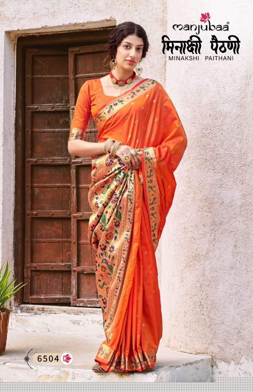 MINAKSHI PAITHANI BY MANJUBAA CLOTHING 6501 TO 6506 SERIES INDIAN TRADITIONAL WEAR COLLECTION BEAUTIFUL STYLISH FANCY COLORFUL PARTY WEAR & OCCASIONAL WEAR SILK SAREES AT WHOLESALE PRICE