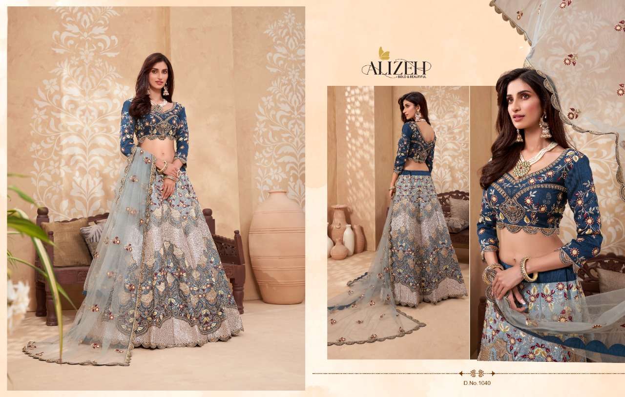 SPARKLE VOL-2 BY ALIZEH 1039 TO 1046 SERIES DESIGNER BEAUTIFUL NAVRATRI COLLECTION OCCASIONAL WEAR & PARTY WEAR NET/SILK LEHENGAS AT WHOLESALE PRICE