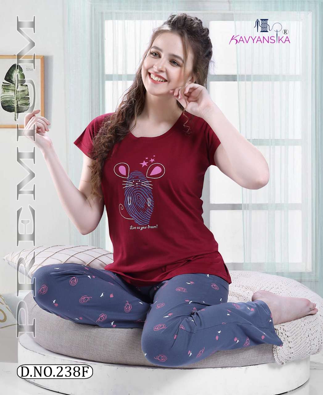 FULL PYJAMA VOL-238 BY KAVYANSHIKA BEAUTIFUL STYLISH FANCY COLORFUL CASUAL WEAR & ETHNIC WEAR COTTON HOSIERY NIGHT SUITS AT WHOLESALE PRICE