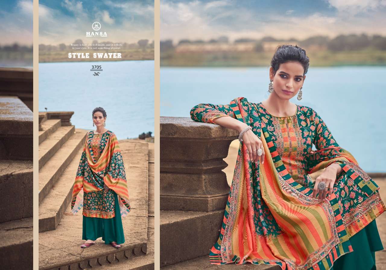 Hidaya Raanjna By Hansa Print 3701 To 3706 Series Beautiful Suits Colorful Stylish Fancy Casual Wear & Ethnic Wear Pashmina Digital Print With Work Dresses At Wholesale Price