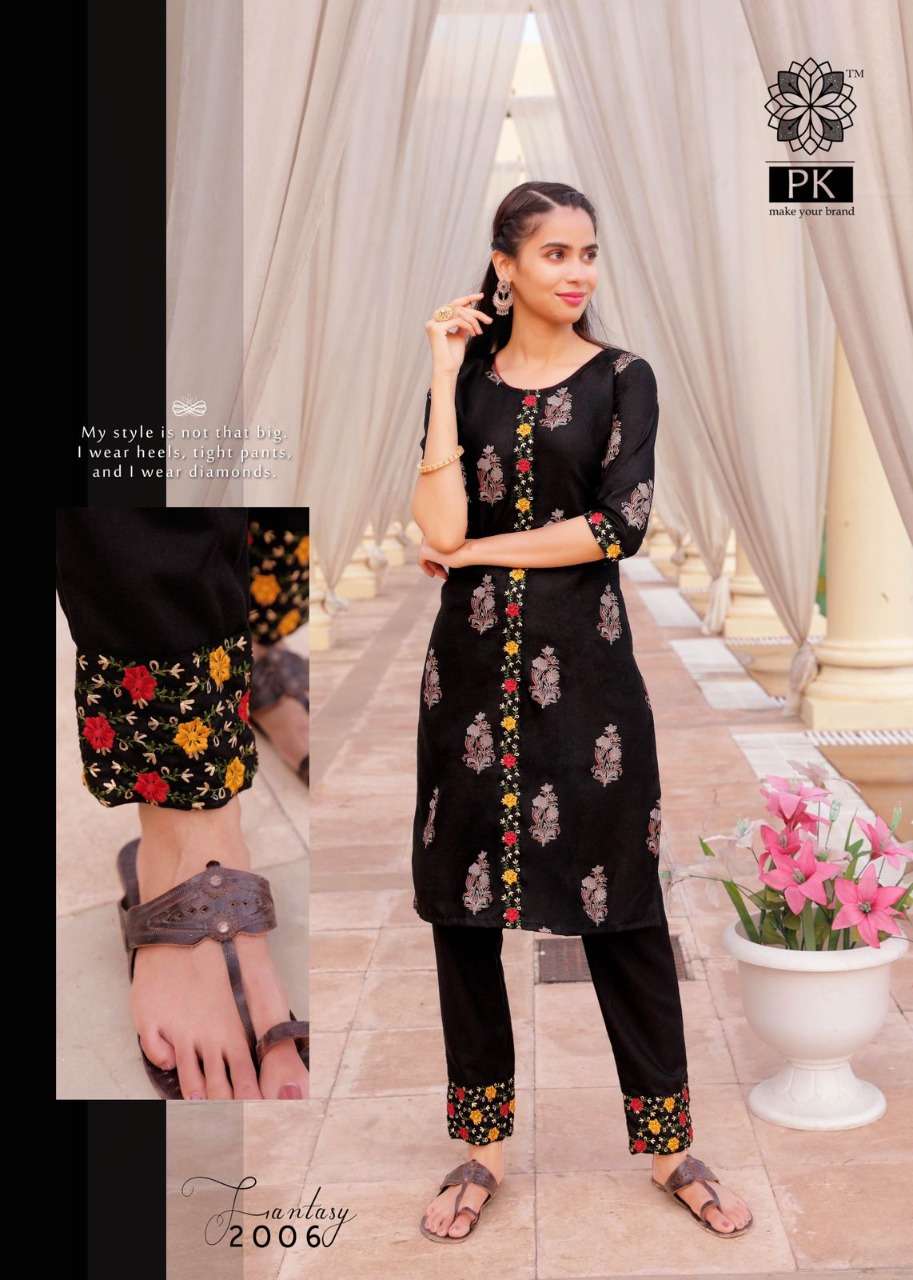 FASHION FANTASY VOL-2 BY PK 2001 TO 2008 SERIES BEAUTIFUL STYLISH FANCY COLORFUL CASUAL WEAR & ETHNIC WEAR HEAVY COTTON PRINT WITH WORK KURTIS WITH BOTTOM AT WHOLESALE PRICE