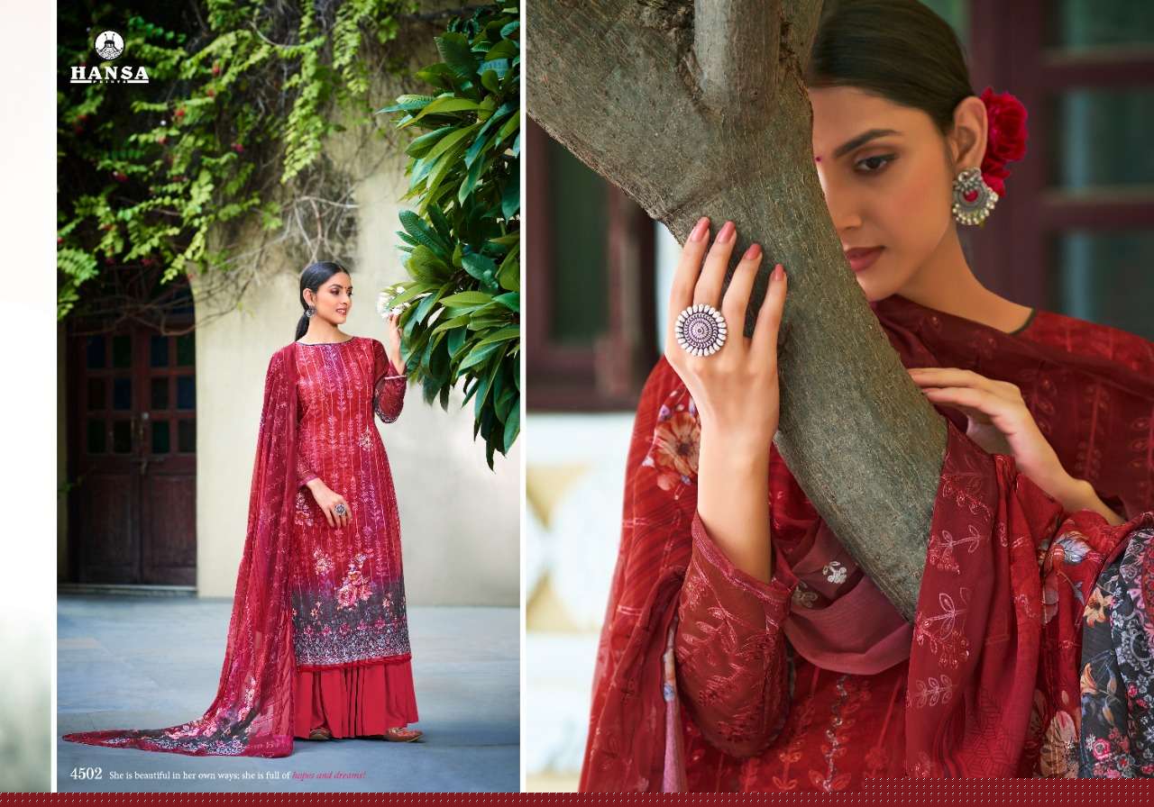 HUSNA ARA VIAANA BY HANSA PRINTS 4501 TO 4506 SERIES BEAUTIFUL STYLISH PAKISATNI SUITS FANCY COLORFUL CASUAL WEAR & ETHNIC WEAR & READY TO WEAR GEORGETTE DIGITAL PRINT WITH ARI WORK DRESSES AT WHOLESALE PRICE