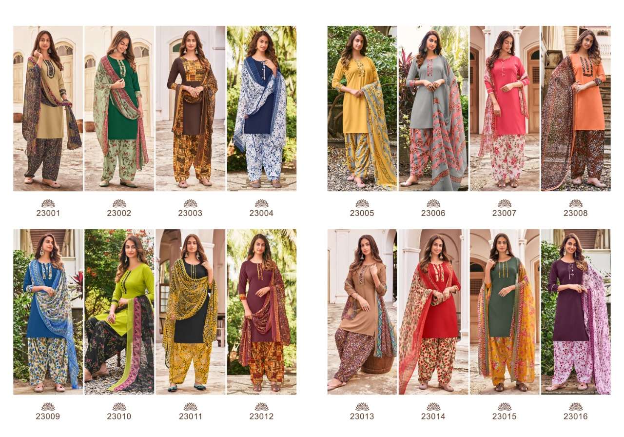 SUNHERI VOL-23 BY RANI FASHION 23001 TO 23016 SERIES BEAUTIFUL STYLISH SUITS FANCY COLORFUL CASUAL WEAR & ETHNIC WEAR & READY TO WEAR HEAVY AMERICAN CREPE PRINTED DRESSES AT WHOLESALE PRICE