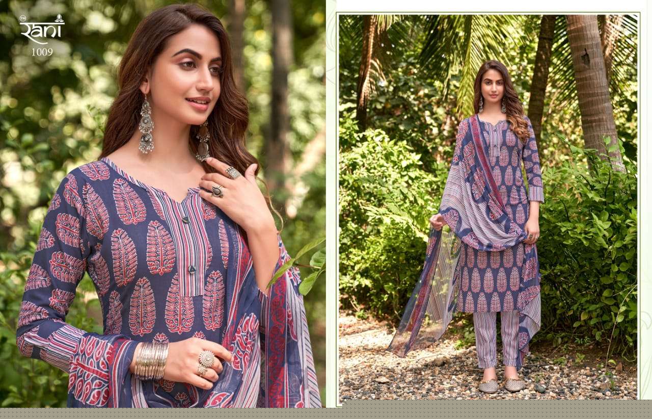 KASHVI BY RANI FASHION 1001 TO 1012 SERIES BEAUTIFUL STYLISH SUITS FANCY COLORFUL CASUAL WEAR & ETHNIC WEAR & READY TO WEAR PURE COTTON PRINTED DRESSES AT WHOLESALE PRICE