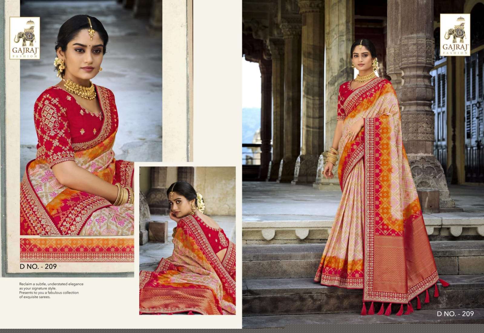 GAJRAJ 207 SERIES BY GAJRAJ FASHION 207 TO 218 SERIES INDIAN TRADITIONAL WEAR COLLECTION BEAUTIFUL STYLISH FANCY COLORFUL PARTY WEAR & OCCASIONAL WEAR SILK SAREES AT WHOLESALE PRICE
