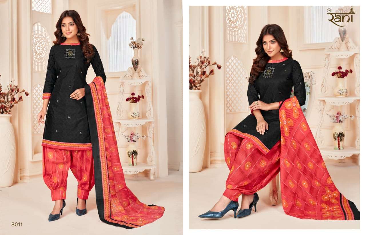 JHANVI BY RANI FASHION 8001 TO 8015 SERIES BEAUTIFUL PATIYALA SUITS COLORFUL STYLISH FANCY CASUAL WEAR & ETHNIC WEAR SOFT COTTON PRINT DRESSES AT WHOLESALE PRICE